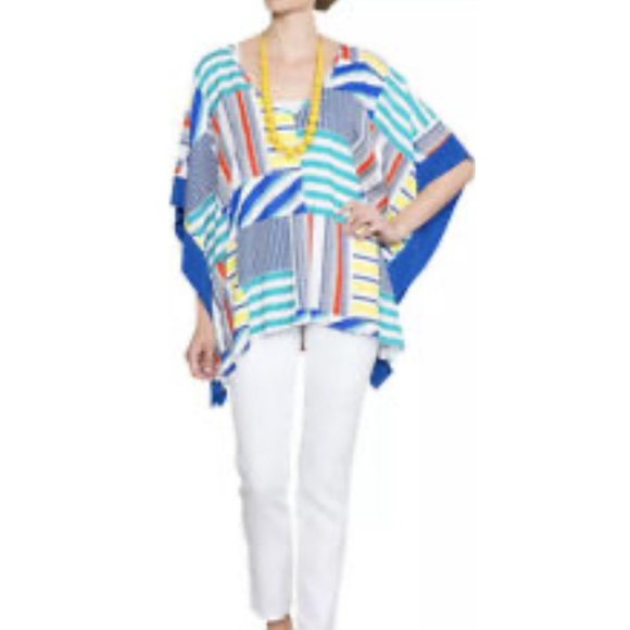 East Lifestyle Poncho Tunic Top Boxy Nautical Sailing‎ Chic Comfort Small Medium - Picture 1 of 9